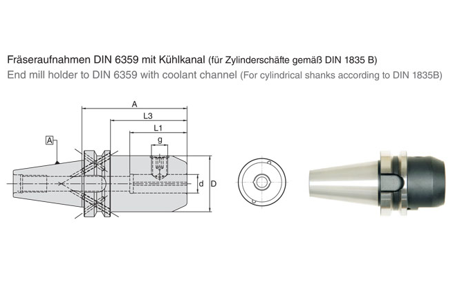 Đầu kẹp dao phay ngón có tưới nguội BT